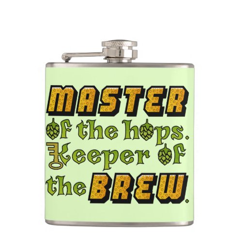 Master of the Hops Homebrew Beer Brewer Pattern Hip Flask