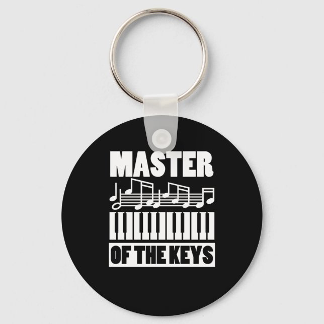 Master Of The Keys Piano Player Pianist Music Note Keychain (Front)