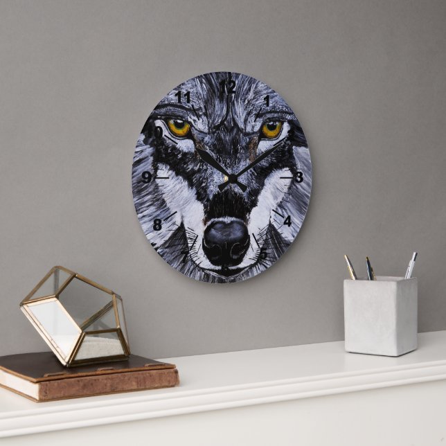 Master of the Wild Painting by Alfred Fox Large Clock (Office)