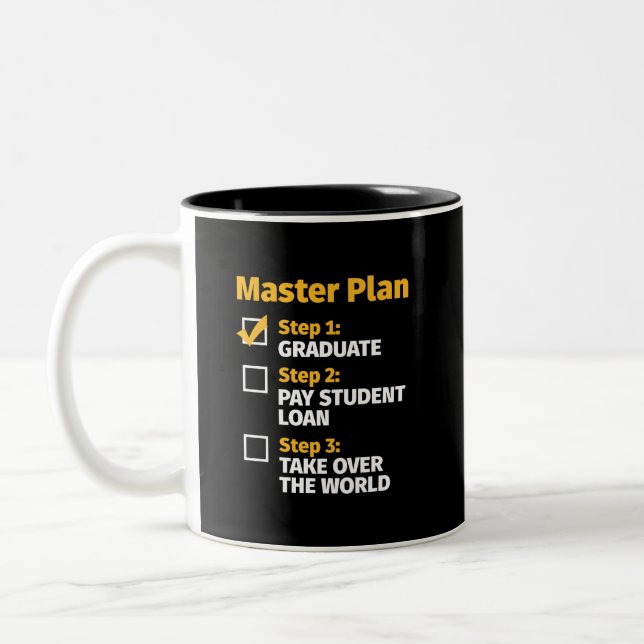 Master Plan Funny MBA College Graduation Two-Tone Coffee Mug (Left)