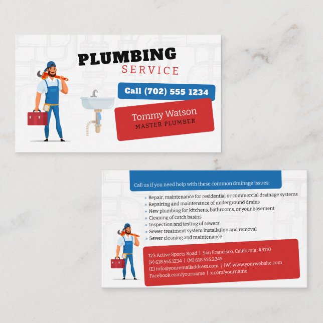 Master plumber | Handy Man Business Card (Front/Back)