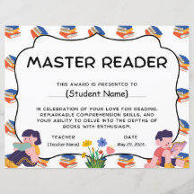 Master Reader Student Recognition Award