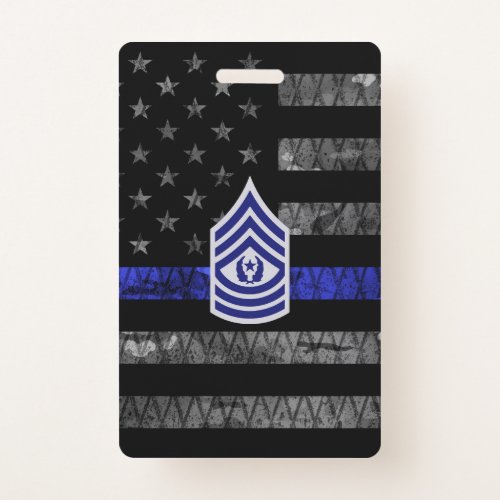 Master Sergeant Thin Blue Line distressed flag Badge