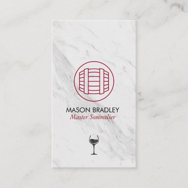 Master Sommelier Wine Barrel Marble Business Card (Front)
