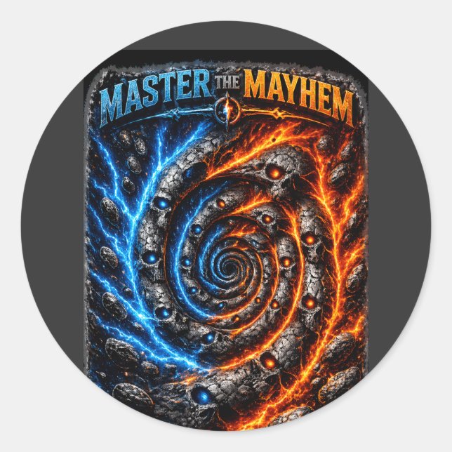Master the Mayhem Skull – Fire vs Ice Electric Spl Classic Round Sticker (Front)