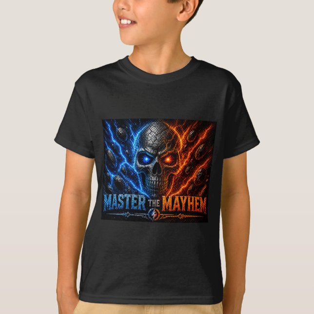 Master the Mayhem Skull – Fire vs Ice Electric Spl T-Shirt (Front)