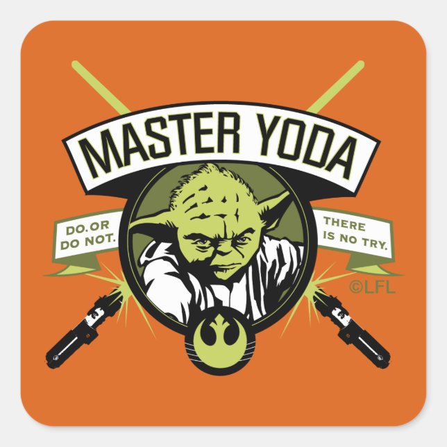 Master Yoda Lightsaber Badge Square Sticker (Front)
