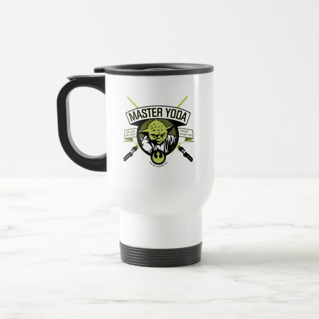 Master Yoda Lightsaber Badge Travel Mug (Left)