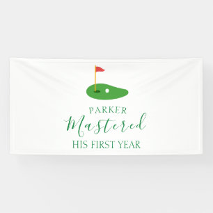 Mastered First Year One Hole In One Green Birthday Banner