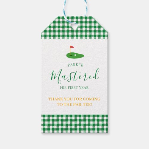 Mastered First Year One Hole In One Green Birthday Gift Tags