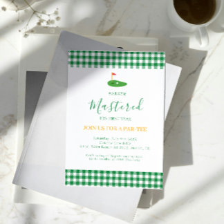 Mastered First Year One Hole In One Green Birthday Invitation