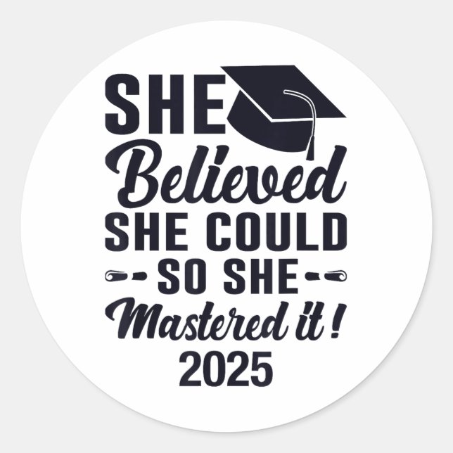 Mastered It 2025 Masters Degree Graduation Graduat Classic Round Sticker (Front)