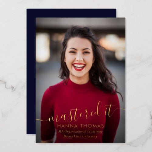 Mastered It Foil Photo Graduation Announcement