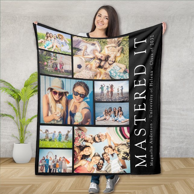 Mastered It Graduation Multi Photo Collage Fleece Blanket (Creator Uploaded)
