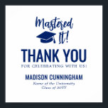 Mastered It Graduation Thank You Sticker Template Poster<br><div class="desc">Modern and Elegant Mastered It Master's Degree Graduation Party</div>
