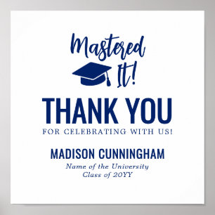 Mastered It Graduation Thank You Sticker Template Poster