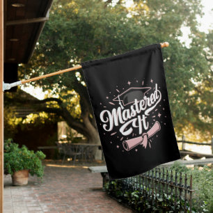 Mastered It Masters Degree Graduate MBA Graduation House Flag