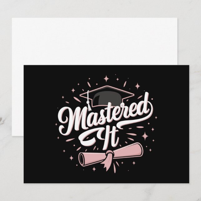 Mastered It Masters Degree Graduate MBA Graduation Invitation (Front/Back)