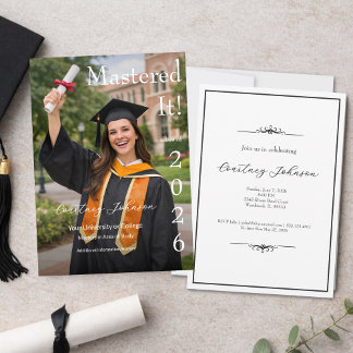 Mastered It Modern Photo Graduation Invitation