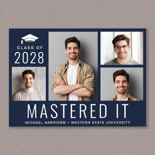 Mastered It Photo Masters Degree Blue Graduation Announcement