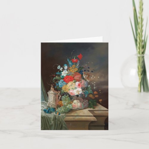 Masterful Still Life Flowers  Fruit  Note Card