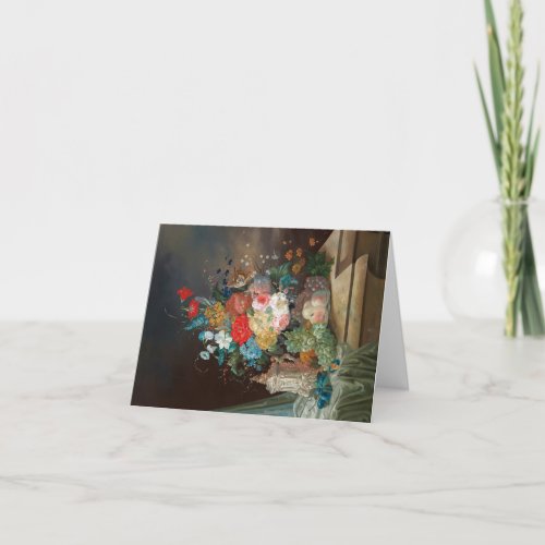 Masterful Still Life Flowers  Fruit  Thank You Card