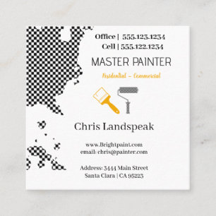 Masterpainter & Black & White Checkerboard pattern Square Business Card