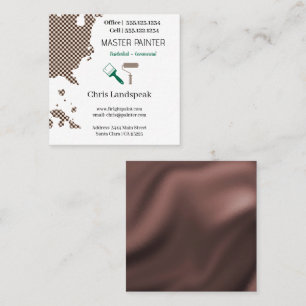 Masterpainter & Dark Brown Checkerboard pattern Square Business Card