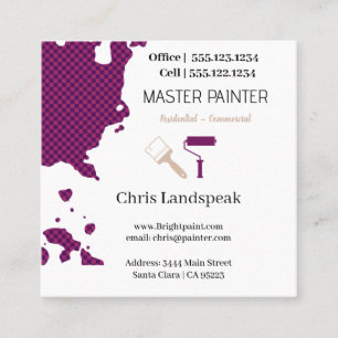 Masterpainter & Magenta Checkerboard pattern Square Business Card