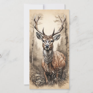 Masterpiece Deer In The Forest Holiday Card