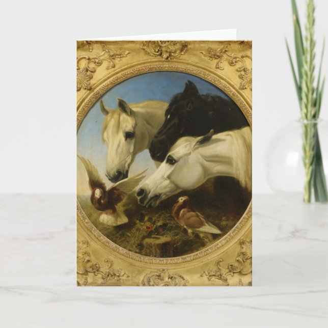Masterpiece horse & dove painting John Herring Card (Front)