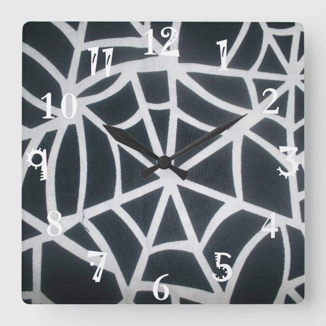 Masterpiece of Nature: A Spider's Web.  Square Wall Clock (Front)