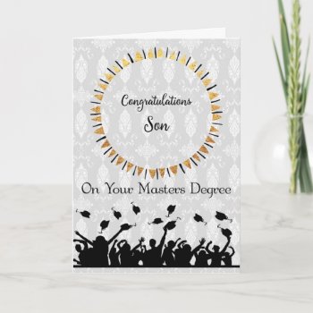 Masters Degree Card For Son Gold Wreath by RosieCards at Zazzle