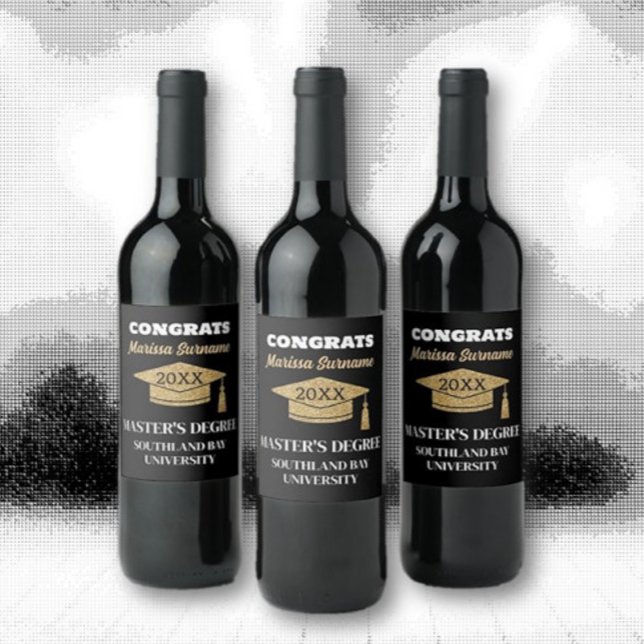 Master's Degree Congrats! Beverage Wine Label (Creator Uploaded)