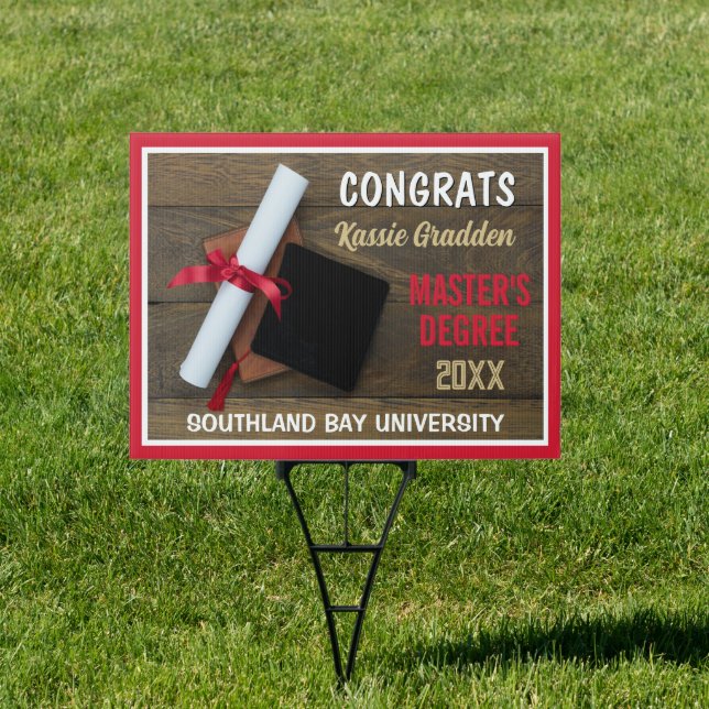Master's Degree! Congrats Grad CUSTOM yard Sign (Insitu)