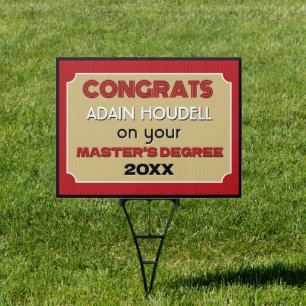Master's Degree Congrats! Personalized Yard Sign