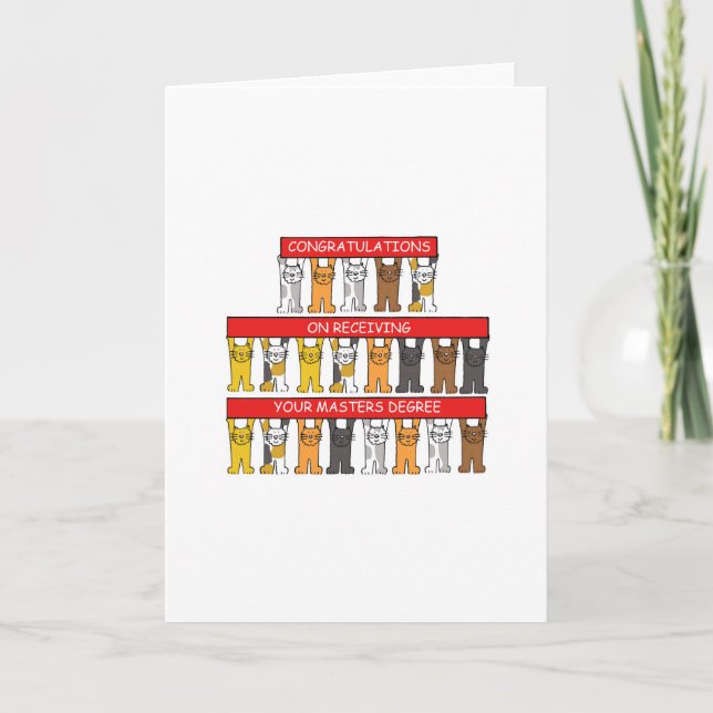 Masters Degree Congratulations Cartoon Cats Card (Front)