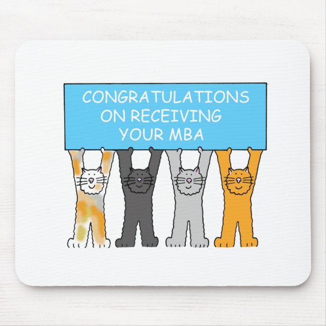 Masters Degree Congratulations Cartoon Cats Mouse Pad (Front)