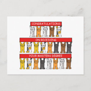 Masters Degree Congratulations Cartoon Cats Postcard