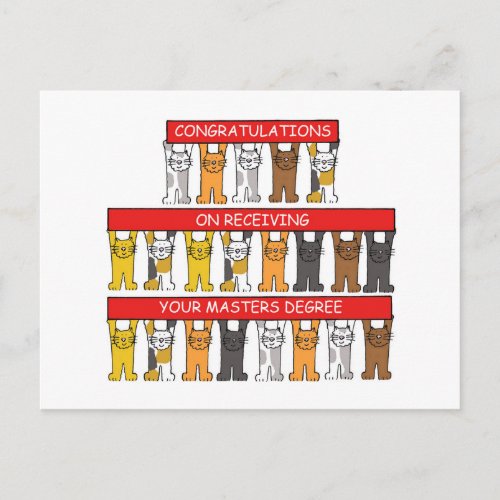 Masters Degree Congratulations Cartoon Cats Postcard