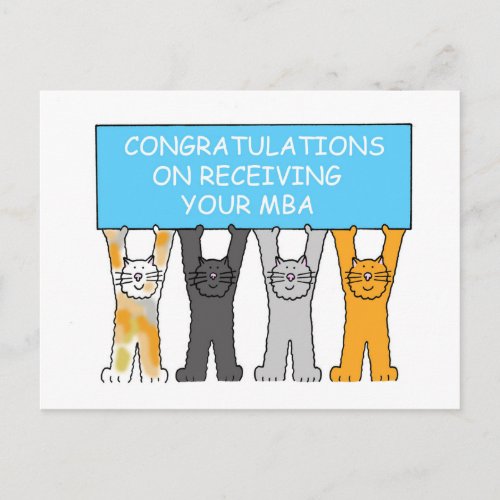 Masters Degree Congratulations Cartoon Cats Postcard