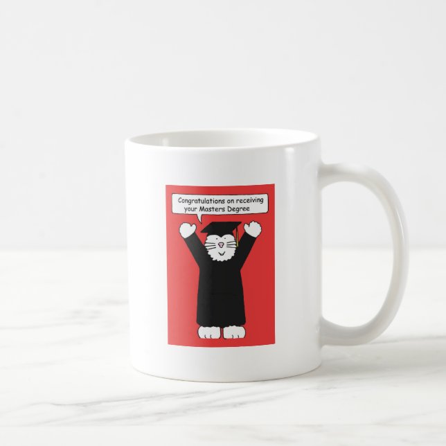 Masters Degree Congratulations Cat Lover Coffee Mug (Right)