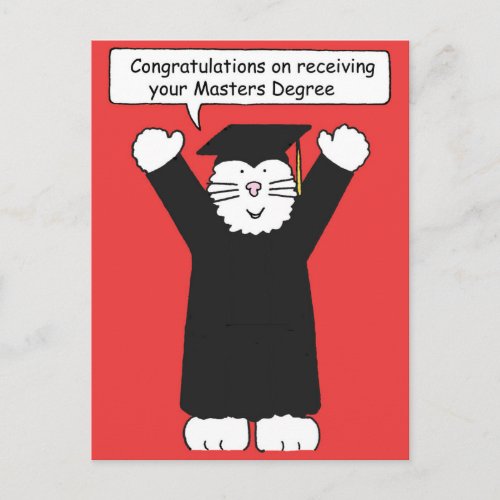 Masters Degree Congratulations Cat Lover Postcard