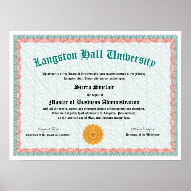 Master's Degree Diploma Replica  Poster (Front)