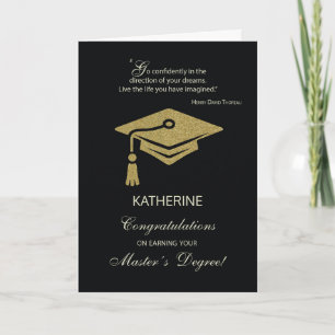 Masters Degree Graduate Congratulations Black Gold Card