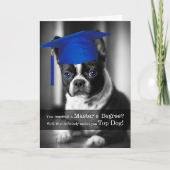 Master's Degree Graduate Cute Boston Terrier Dog Card by PAWSitivelyPETs at Zazzle
