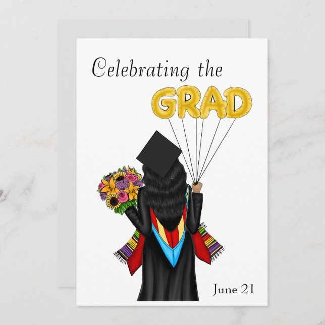 Master's Degree Graduate Illustration Invitation  (Front/Back)