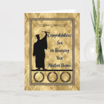 Masters Degree Graduation For Son In Gold Colors Thank You Card at Zazzle