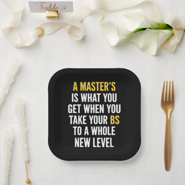 Masters Degree Graduation Funny Humor Quotes  Paper Plates (Wedding)