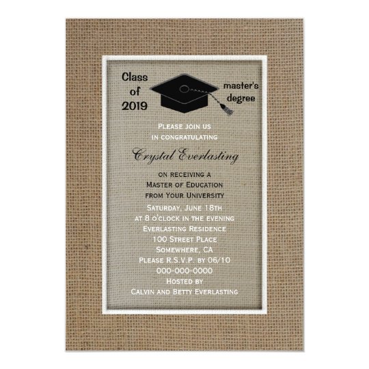 masters degree graduation invitation zazzle com